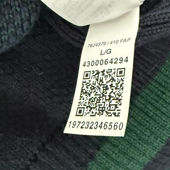 Tommy Hilfiger Blue Green Plaid Tartan Yellow Logo Quarter Zip Sweater size L - Picture 4 of 13